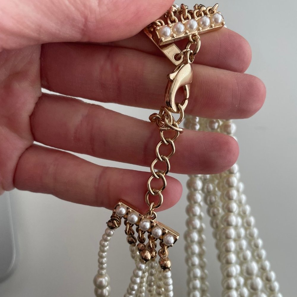 White House Black Market Glass Pearl Multi Strand Necklace - Picture 2 of 4